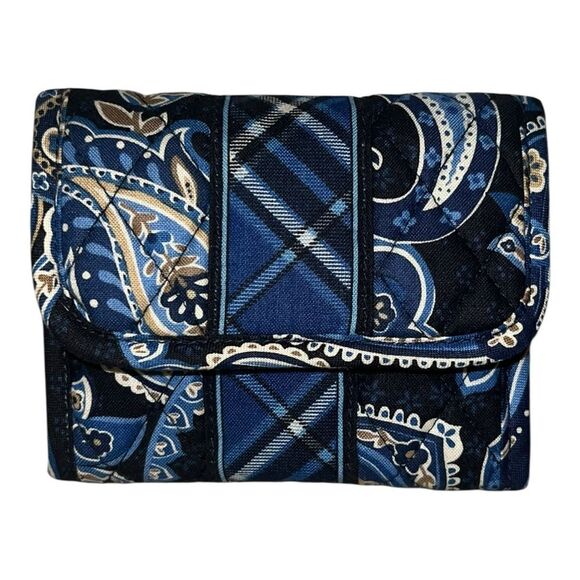 Vera Bradley Windsor Navy Pocket Wallet Trifold Retired NWOT - Picture 1 of 4